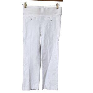 SUZY SHIER Capri Pants Small White Stretch Pull on Crop